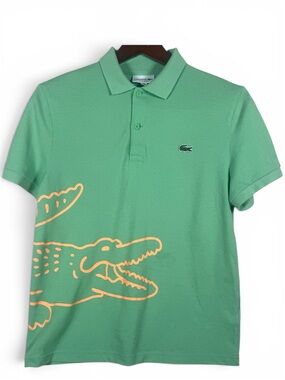 Lacoste Polo Shirt Men’s Large FR5 Green Big Crocodile Graphic